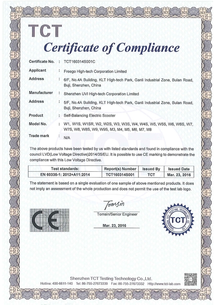 Китай Freego High-Tech Corporation Limited Co., Ltd. Сертификаты